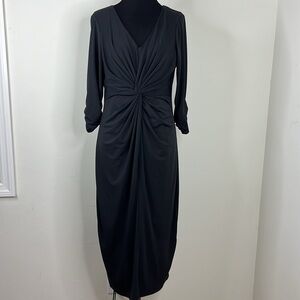 MISS TINA Black V-Neck MIDI Dress S